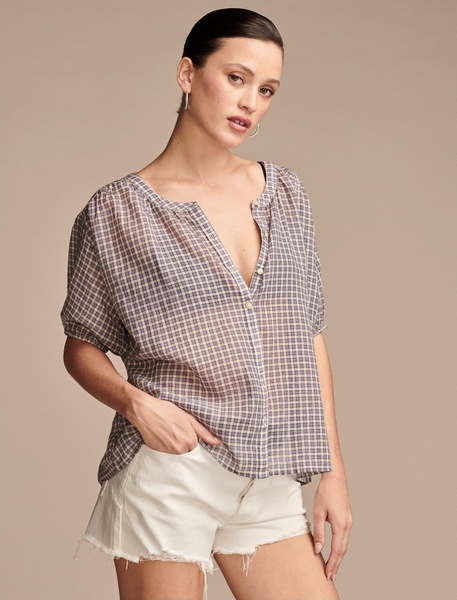 women's smocked shoulder blouse