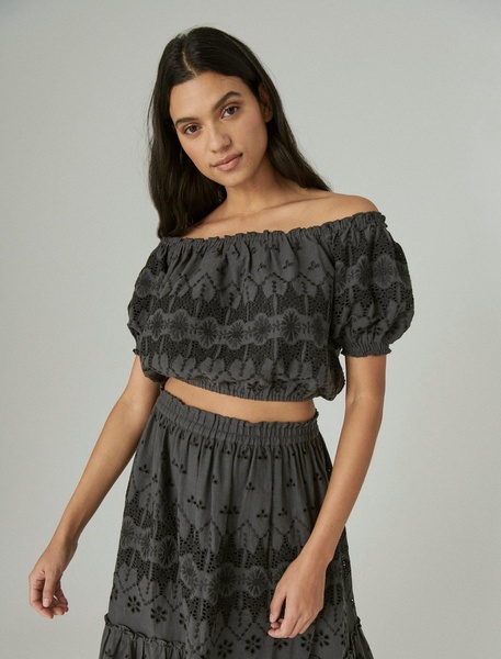 womens off the shoulder lace crop top