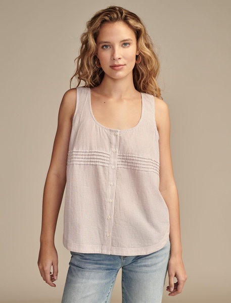 women's striped button front tank