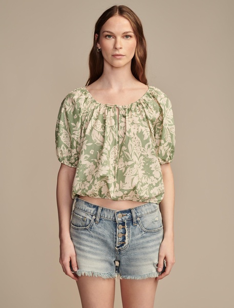 women's gathered poplin top