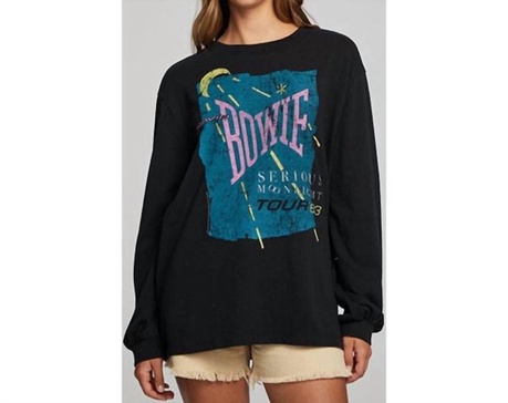 david bowie long sleeve shirt in black