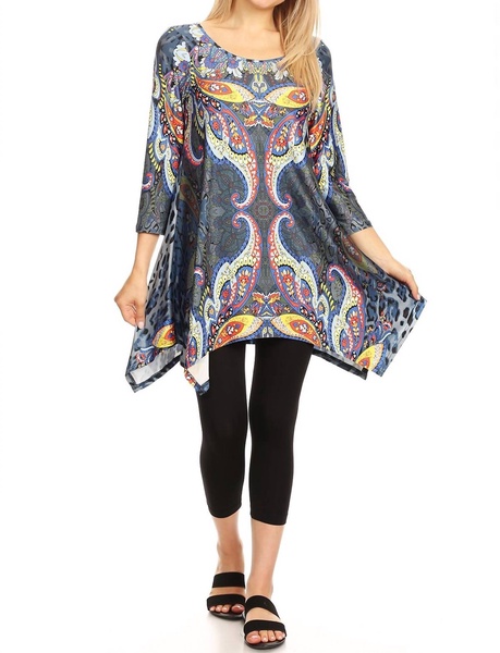 marlene tunic top in blue multi