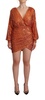 Aniye By Orange Sequined Long Sleeves Mini Sheath Wrap Dress