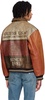 Brown & Orange Varsity Leather Bomber Jacket