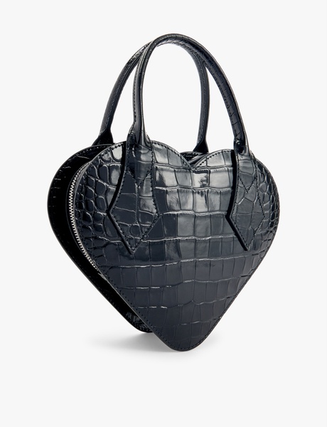 Josephine Heart crocodile-embossed leather crossbody bag