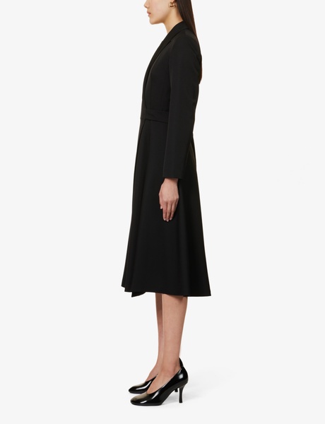 Diorama peak-lapel wool-blend midi dress