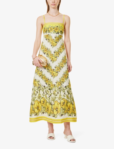 Gisela floral-print linen midi dress