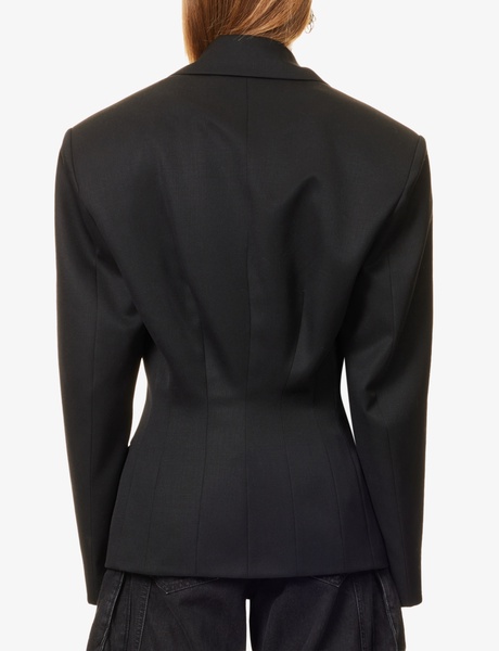 Peak-lapel single-breasted wool blazer