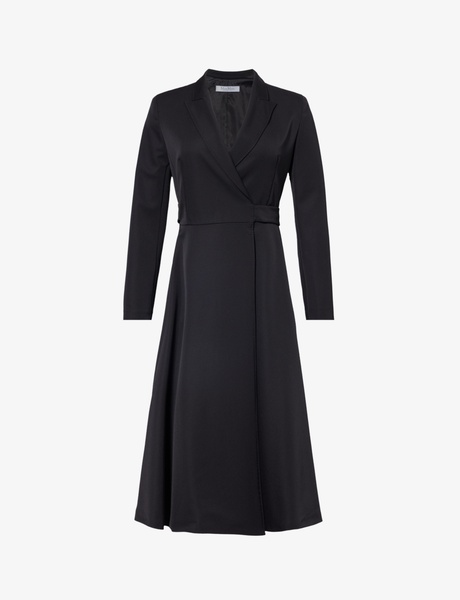 Diorama peak-lapel wool-blend midi dress