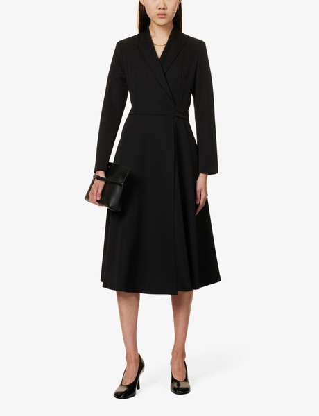 Diorama peak-lapel wool-blend midi dress