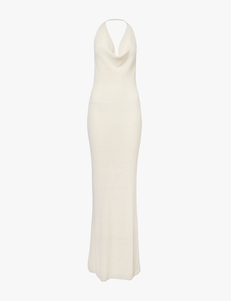 Cowl-neck backless cotton-blend maxi dress