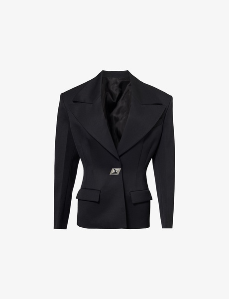 Peak-lapel single-breasted wool blazer