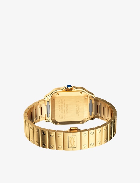 CRWGSA0043 Santos Cartier medium 18ct yellow-gold, sapphire and leather watch