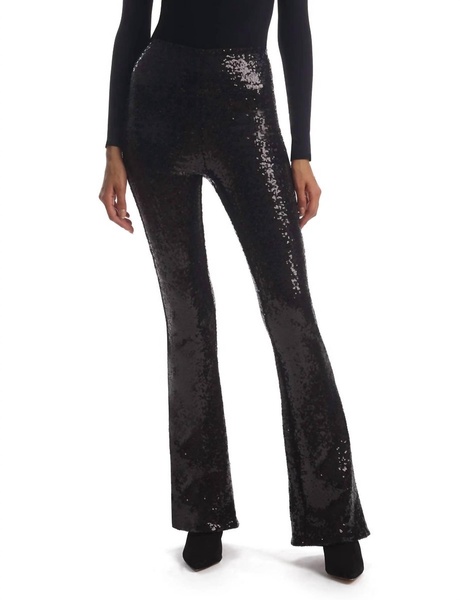 sequin flared legging in black