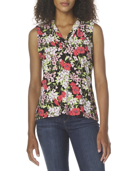 Anne Klein Women's Printed Ity Triple Pleat Top