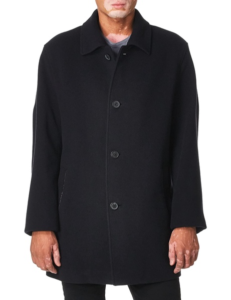 Cole Haan Men's Cashmere Blend Single Breasted Classic Coat With Shirt Collar