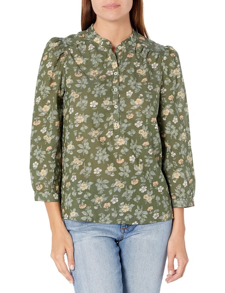 Lucky Brand Women's Long Sleeve Button Up One Pocket Megan Popover Top