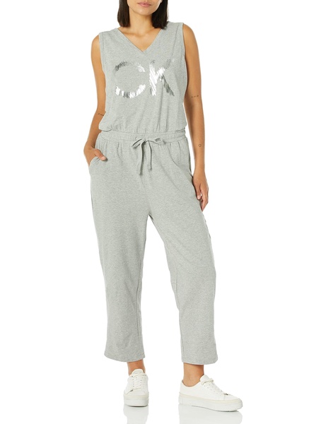 Calvin Klein womens Designer Logo Jumpsuit Romper W/Drawstring