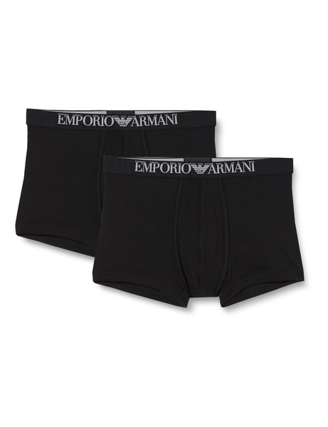 Emporio Armani Men's Ribbed Stretch Cotton 2-Pack Trunk