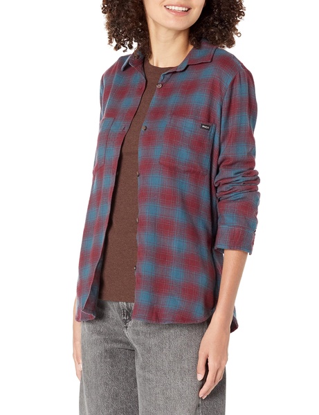 RVCA Women's Long Sleeve Woven Plaid Flannel Shirt