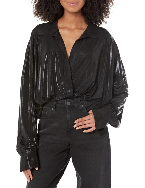 Norma Kamali womens Super Oversized Boyfriend Nk Shirt Bodysuit