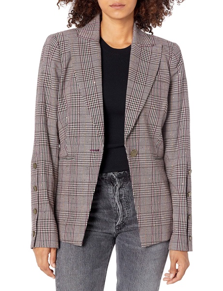 Ramy Brook womens Colton Sequin Plaid Blazer, Mulberry Combo, Two US