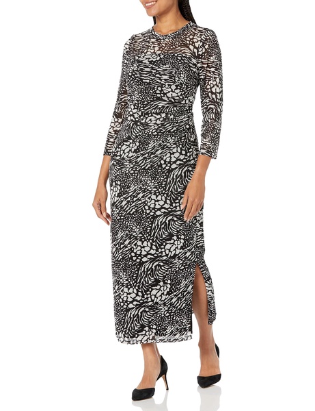 Anne Klein Women's Printed Side Ruched Midi Dress