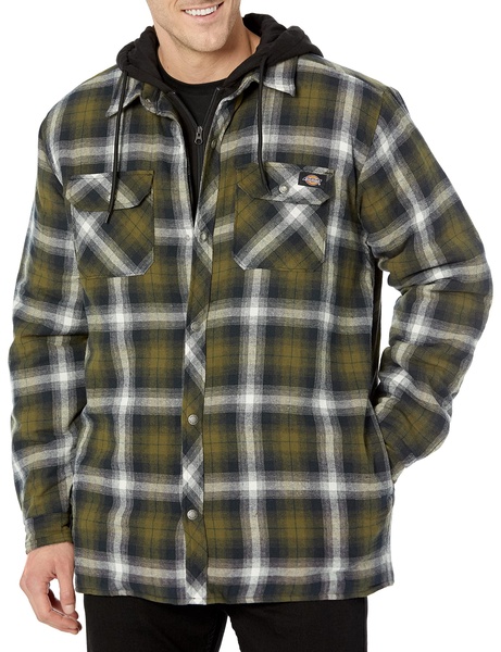 Dickies Men's Relaxed Fleece Hooded Flannel Shirt Jacket