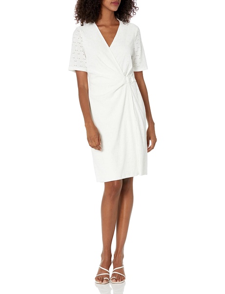 Anne Klein Women's Short Sleeve Wrap Dress W/O-Ring