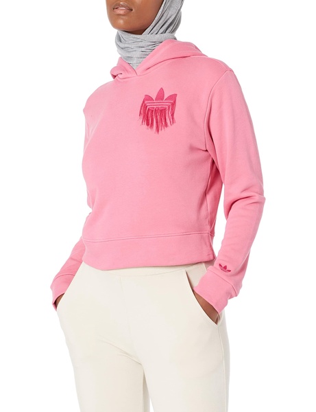 adidas Originals Women's Cropped Hoodie with Fringe Trefoil Badge