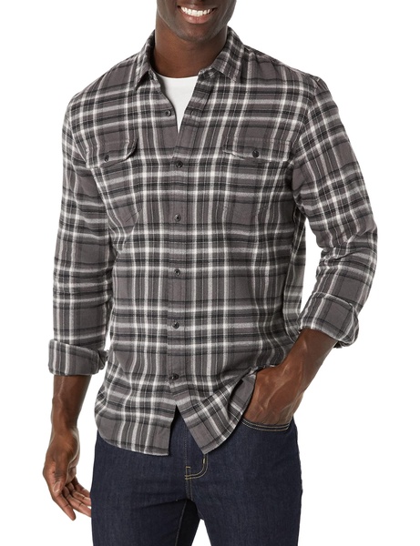 Amazon Essentials Men's Flannel Shirts, Long-Sleeve, Slim-Fit, Two-Pocket, Plaid