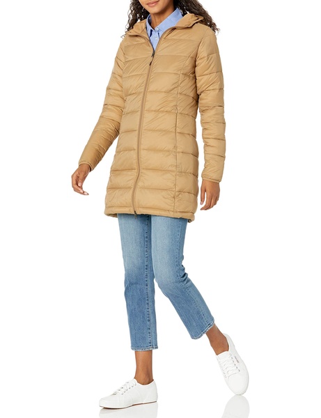 Amazon Essentials Women's Lightweight Full-Zip Water-Resistant Hooded Puffer Coat (Available in Plus Size)