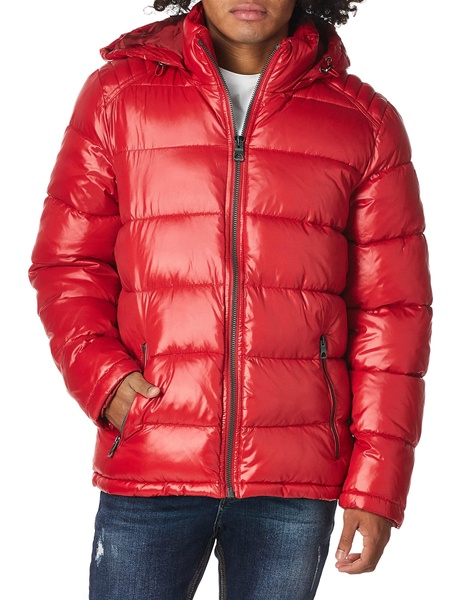 GUESS Men's Mid-weight Puffer Jacket With Removable Hood