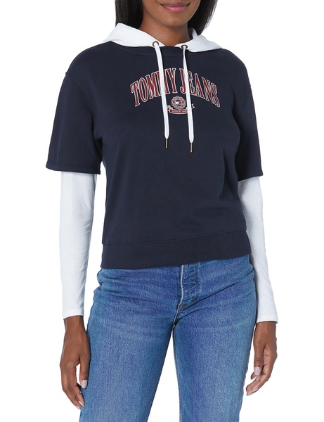 Tommy Hilfiger Women's Casual Logo 2fer Hoodie Sweatshirt