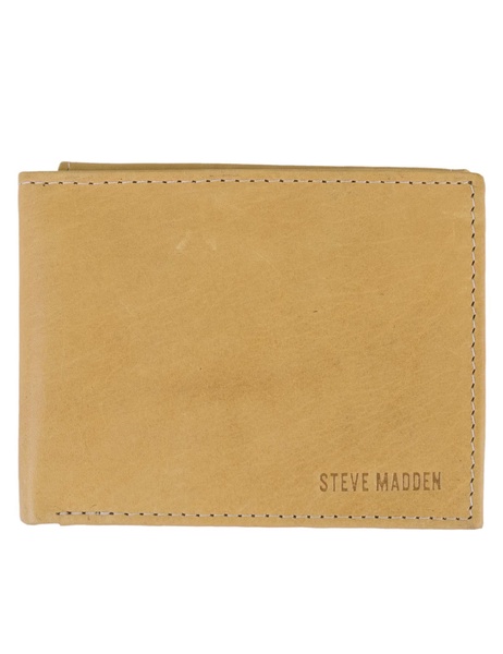 Steve Madden Men's Slim Leather Wallet with Extra Capacity Attached Flip Pockets