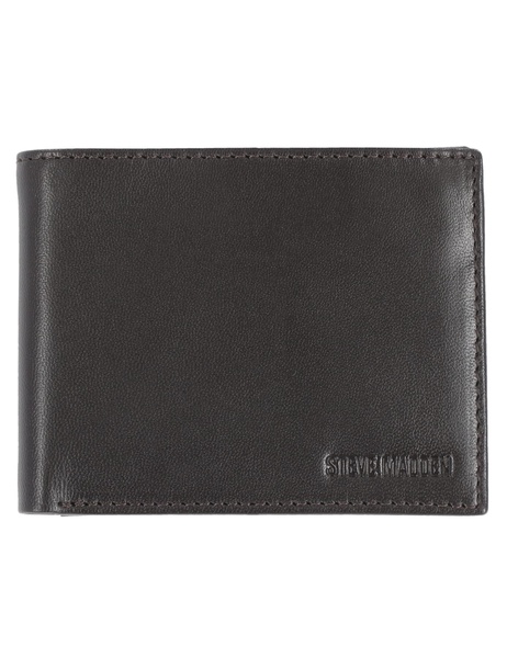 Steve Madden Men's Slim Leather Wallet with Extra Capacity Attached Flip Pockets