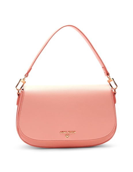 Anne Klein Saddle Shoulder Bag with Logo Web Strap, Mellow Peach