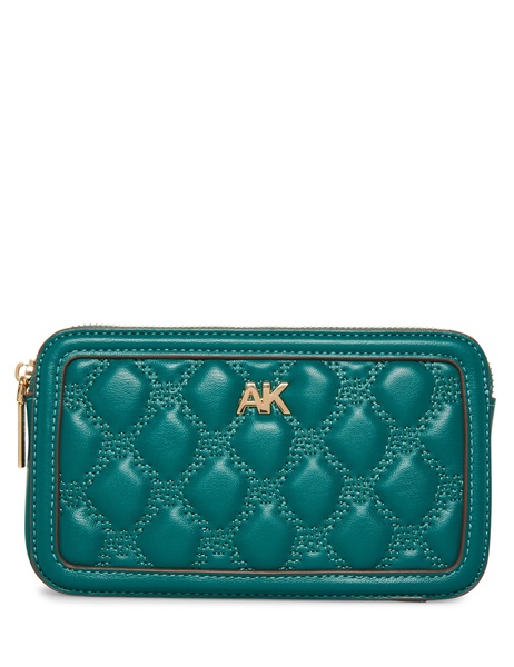 Anne Klein Quilted Double Zip Crossbody, Emerald