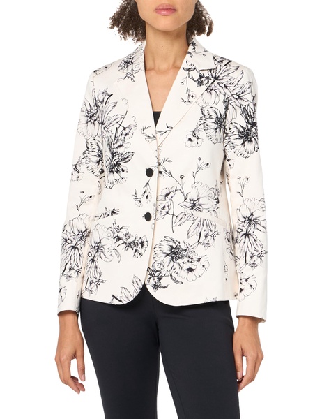 Anne Klein Women's Printed Sateen Two Button Notch Collar J