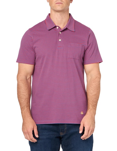 Brooks Brothers Men's Cotton Jersey Feeder Stripe Short Sleeve Polo