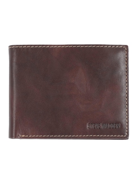 Steve Madden Men's Slim Leather Wallet with Extra Capacity Attached Flip Pockets