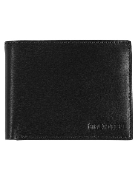 Steve Madden Men's Slim Leather Wallet with Extra Capacity Attached Flip Pockets