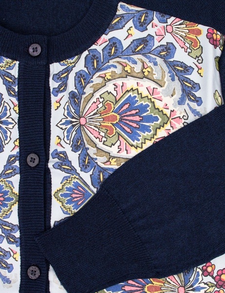 Printed silk and cotton-blend cardigan