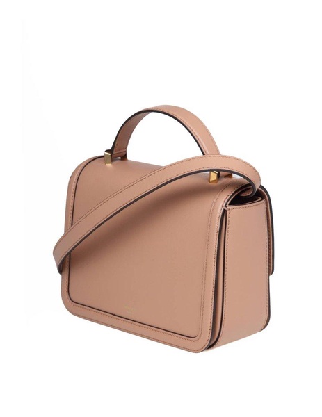 Tote handbag in biscuit-coloured leather