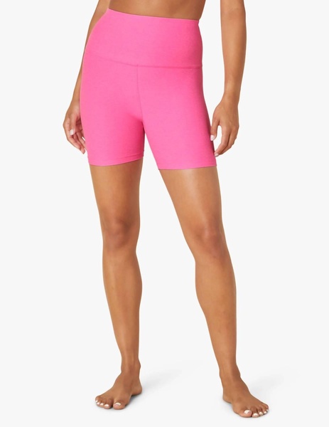 spacedye keep pace biker short in pink hype heather