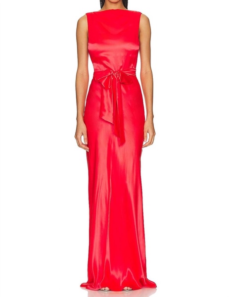 rosemary silk maxi dress in crimson