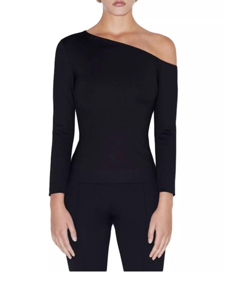 long sleeve off the shoulder top in black