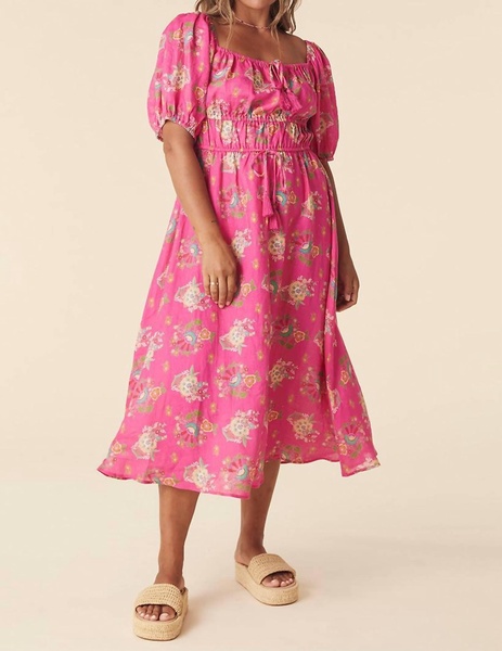 solstice linen soiree dress in rose