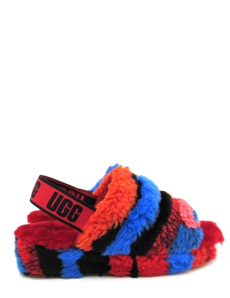 women's fluff yeah cali collage slides in red