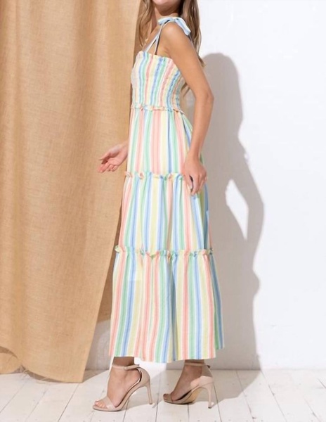 smocked maxi dress in multi color